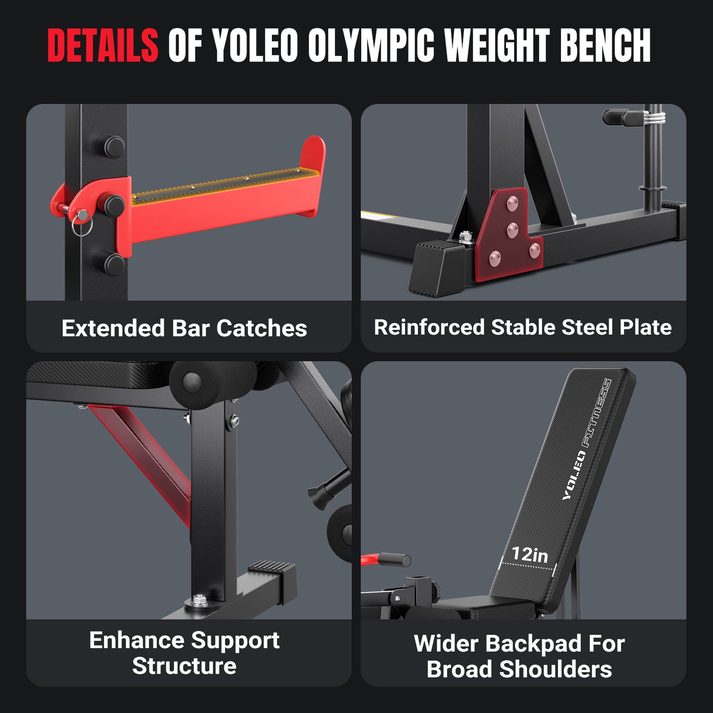 YOLEO Olympic Weight Bench Set, Heavy Duty Bench Press Rack for Home Gym
