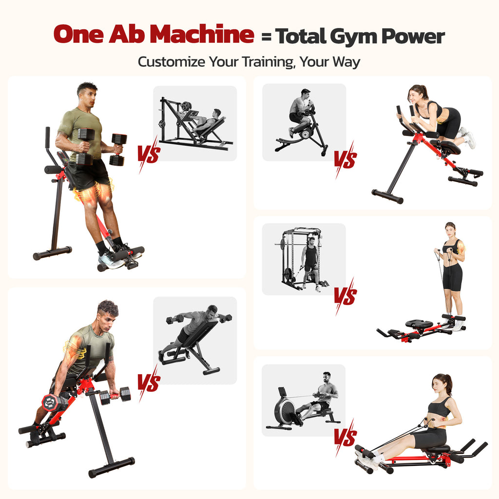 Yoleo 2 in 1 Ab & Rowing Machines for Home, Foldable Ab Workout Equipment, Ab Trainer Machine for Stomach Workout, Ab Crunch Machine with Foam Support,7-Length Adjustable Ab Machine for Home Exercise