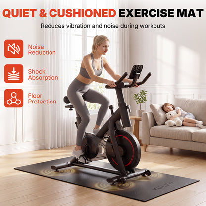 YOLEO Bike & Treadmill Mat, 78"x35" Non-Slip Exercise Bike Trainer Pad, Heavy Duty Floor & Carpet Protector Mat for Indoor Stationary Spin Bike, Rowing Machine, Elliptical & Gym Equipment