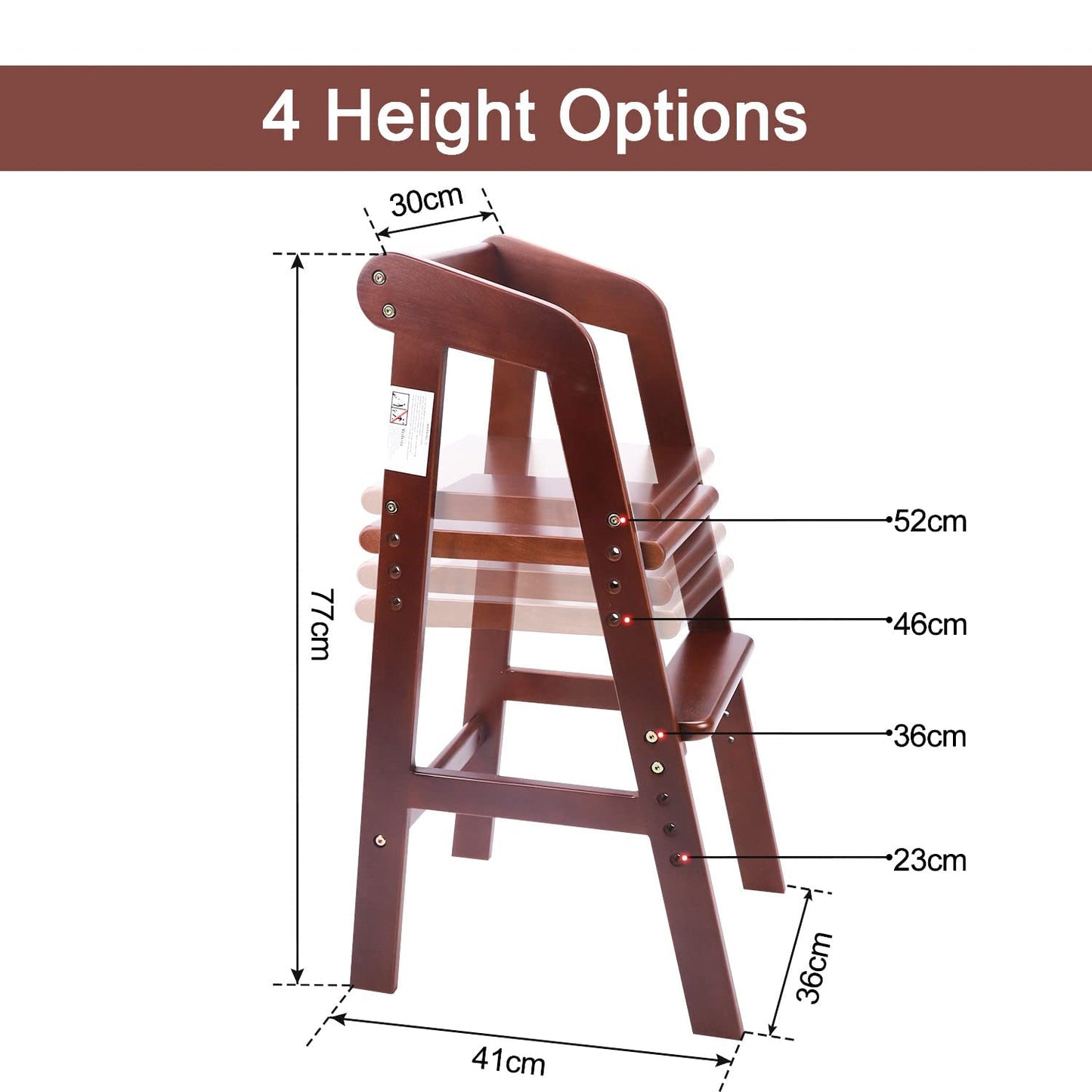 YOLEO Sturdy Durable High Chair Wooden with Steps Grows