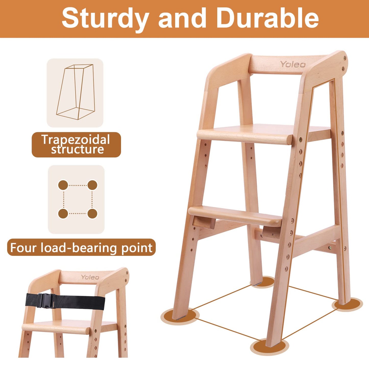 YOLEO High Chair Wooden for Toddlers Junior Childs