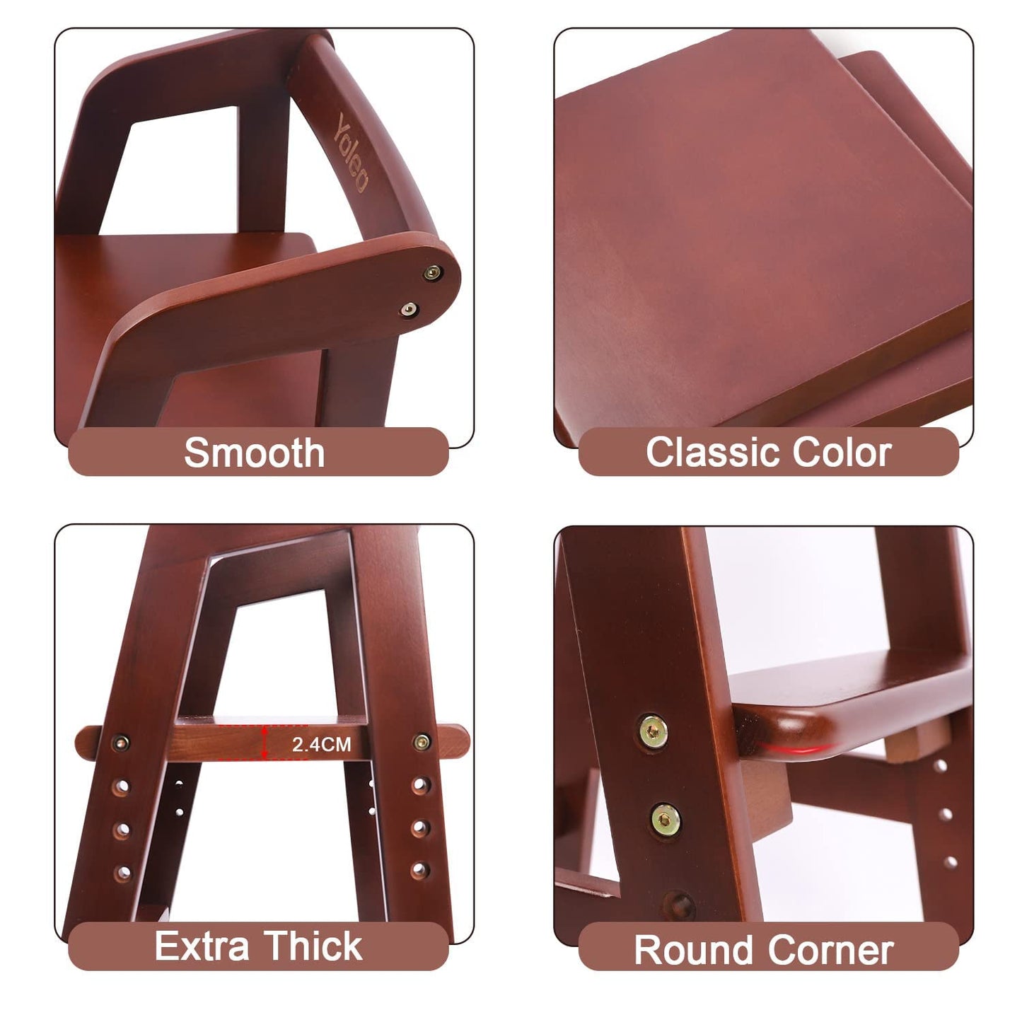YOLEO Sturdy Durable High Chair Wooden with Steps Grows