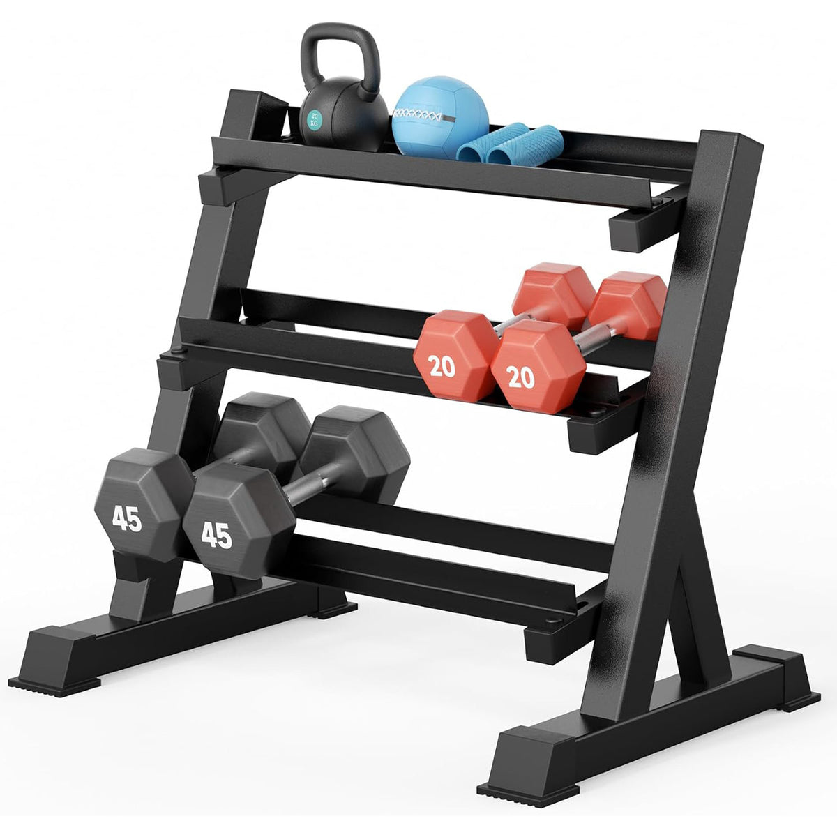 YOLEO Dumbbell Rack, Adjustable & Compact Weight Rack for Dumbbell, Kettlebell, Barbell, Heavy Duty Weight Storage Organizer, Space-Saving Dumbbell Storage Stand Holder for Home Gym - 1100LBS Capacity (Rack Only)