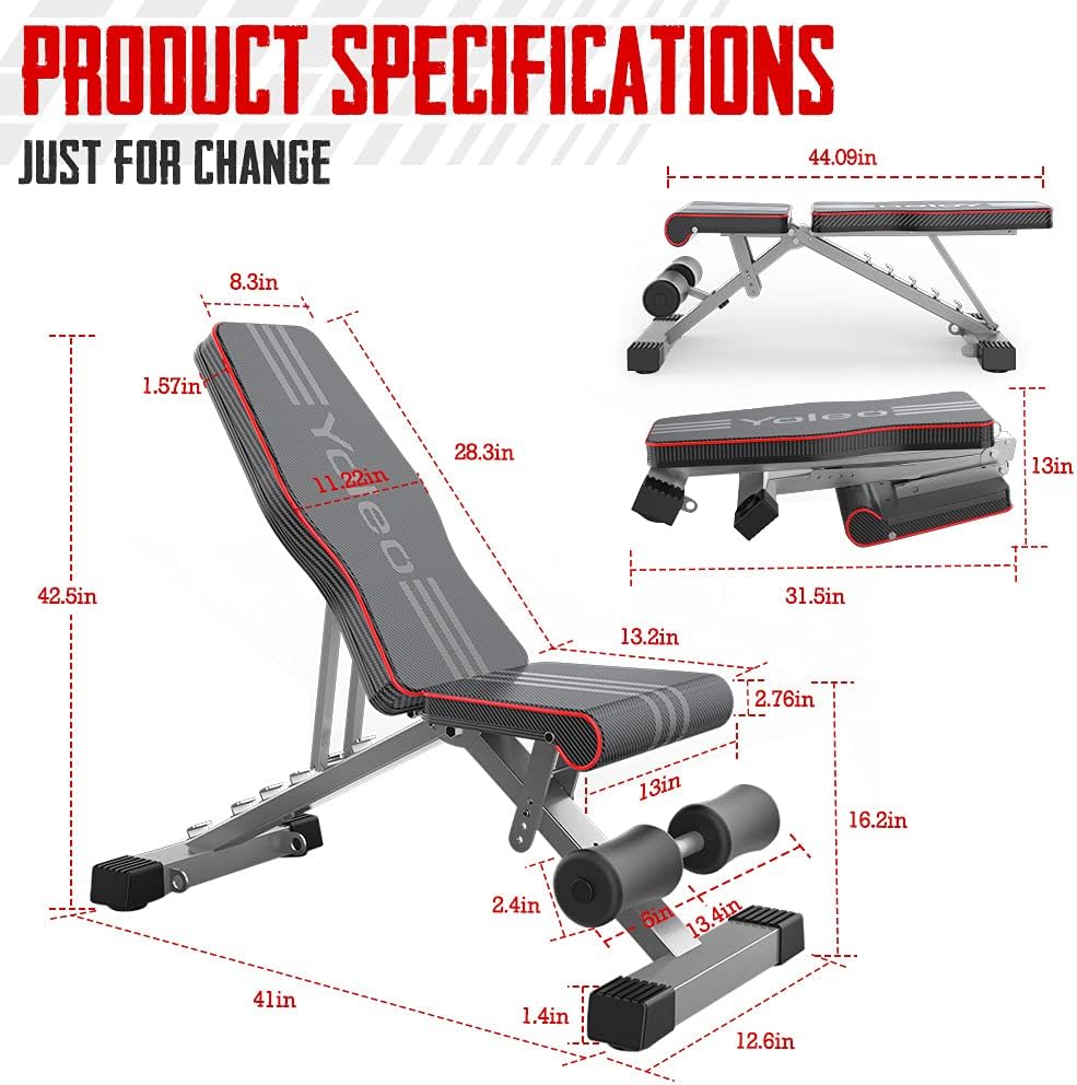 Yoleo 660LBS Adjustable/Foldable Strength Training Bench