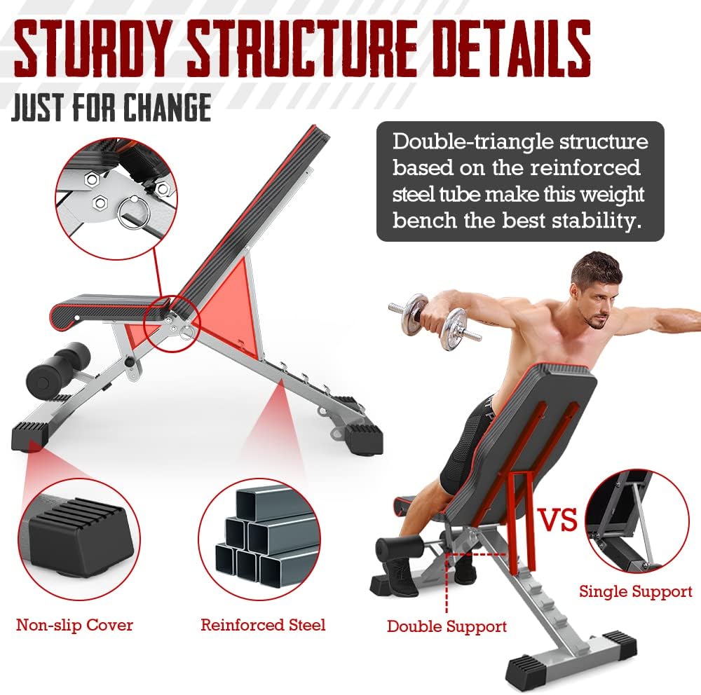 Yoleo 660LBS Adjustable/Foldable Strength Training Bench