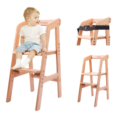 YOLEO Sturdy Durable High Chair Wooden with Steps Grows
