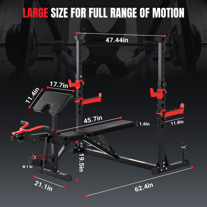 YOLEO Olympic Weight Bench Set, Heavy Duty Bench Press Rack for Home Gym