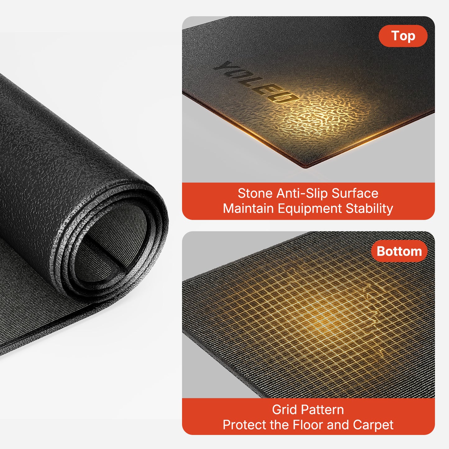 YOLEO Bike & Treadmill Mat, 78"x35" Non-Slip Exercise Bike Trainer Pad, Heavy Duty Floor & Carpet Protector Mat for Indoor Stationary Spin Bike, Rowing Machine, Elliptical & Gym Equipment