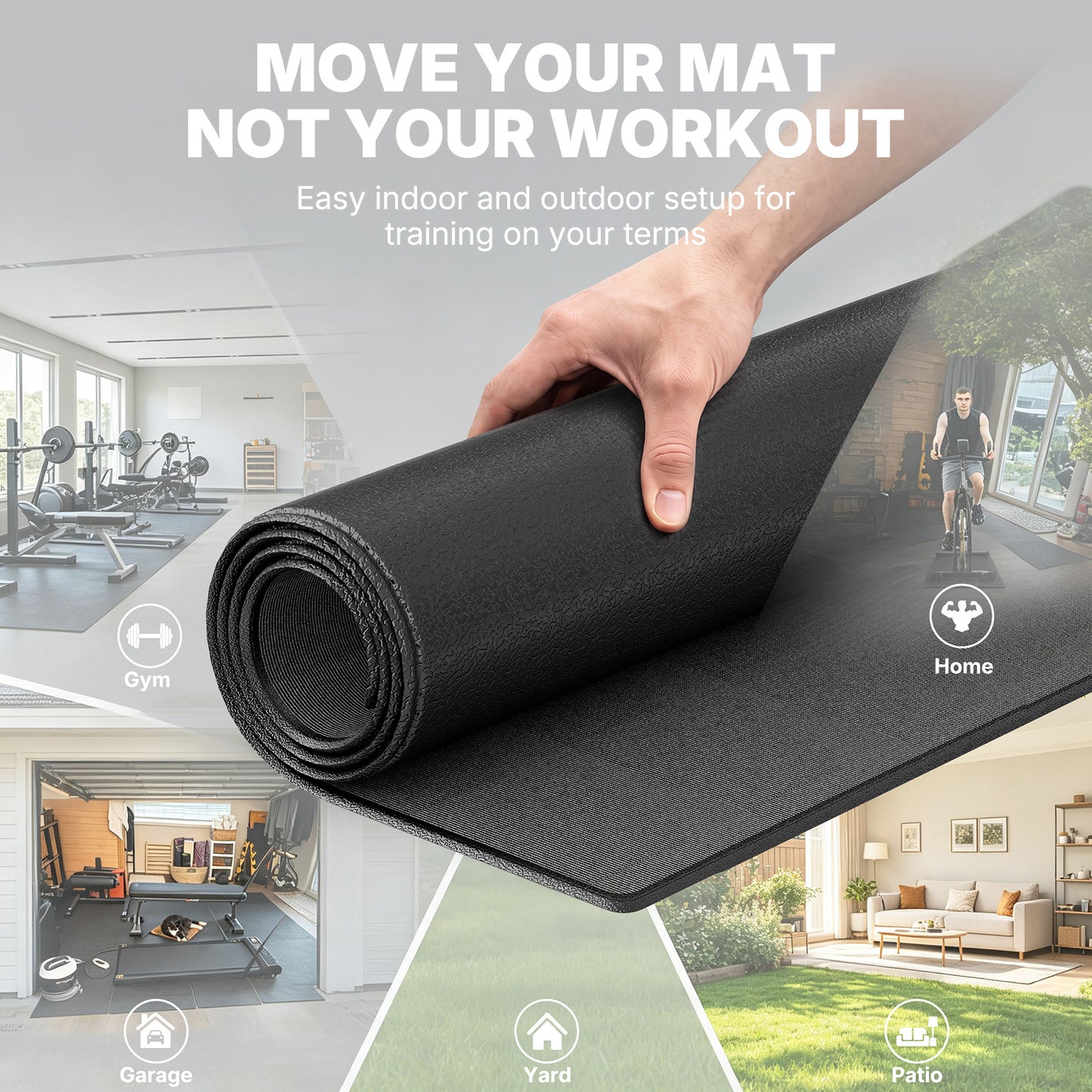YOLEO Bike & Treadmill Mat, 78"x35" Non-Slip Exercise Bike Trainer Pad, Heavy Duty Floor & Carpet Protector Mat for Indoor Stationary Spin Bike, Rowing Machine, Elliptical & Gym Equipment