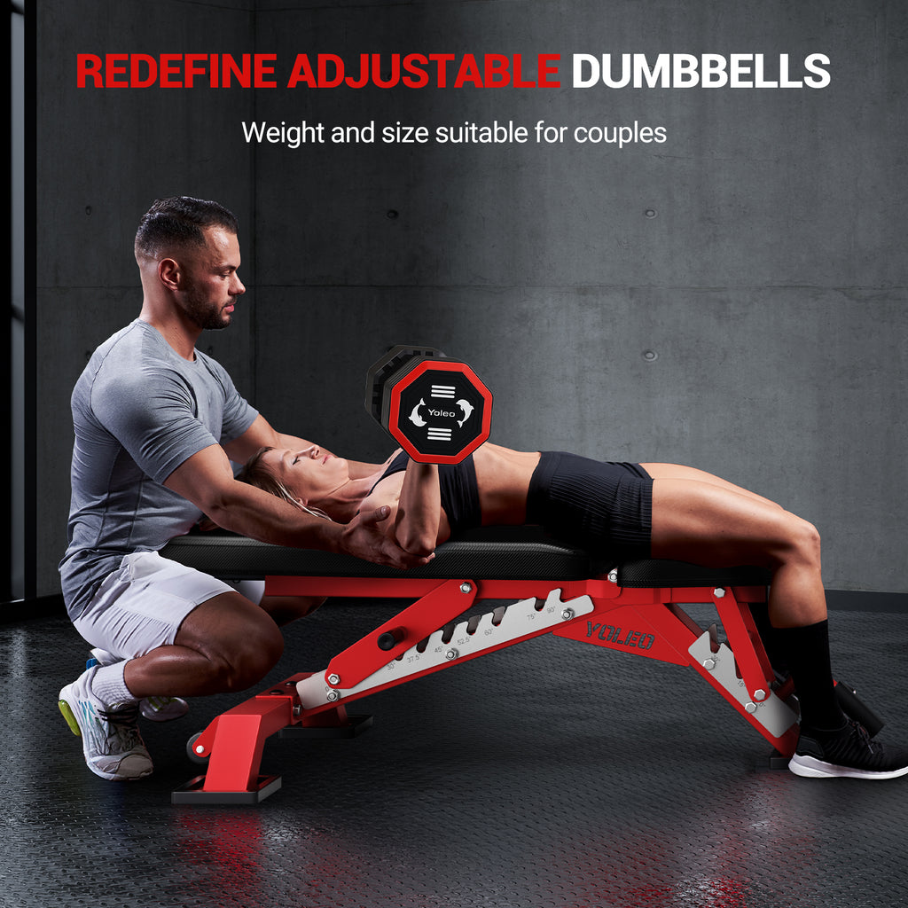 Yoleo Adjustable Dumbbell Set, Weights Dumbbells Set at Home Workout Equipment, 4 in 1 Each Premium Tai Chi-Style Rotary Mounting Adjustable 10/15/20/25 lb dumbbells, with TPU Soft Rubber Handle Suitable Men/Women Updated 2.0💫