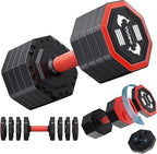 Yoleo Adjustable Dumbbell Set, Weights Dumbbells Set at Home Workout Equipment, 4 in 1 Each Premium Tai Chi-Style Rotary Mounting Adjustable 10/15/20/25 lb dumbbells, with TPU Soft Rubber Handle Suitable Men/Women Updated 2.0💫