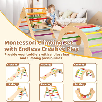 YOLEO 7 in 1 Large Pikler Wooden Montessori Climbing Triangle Set with Various Combinations