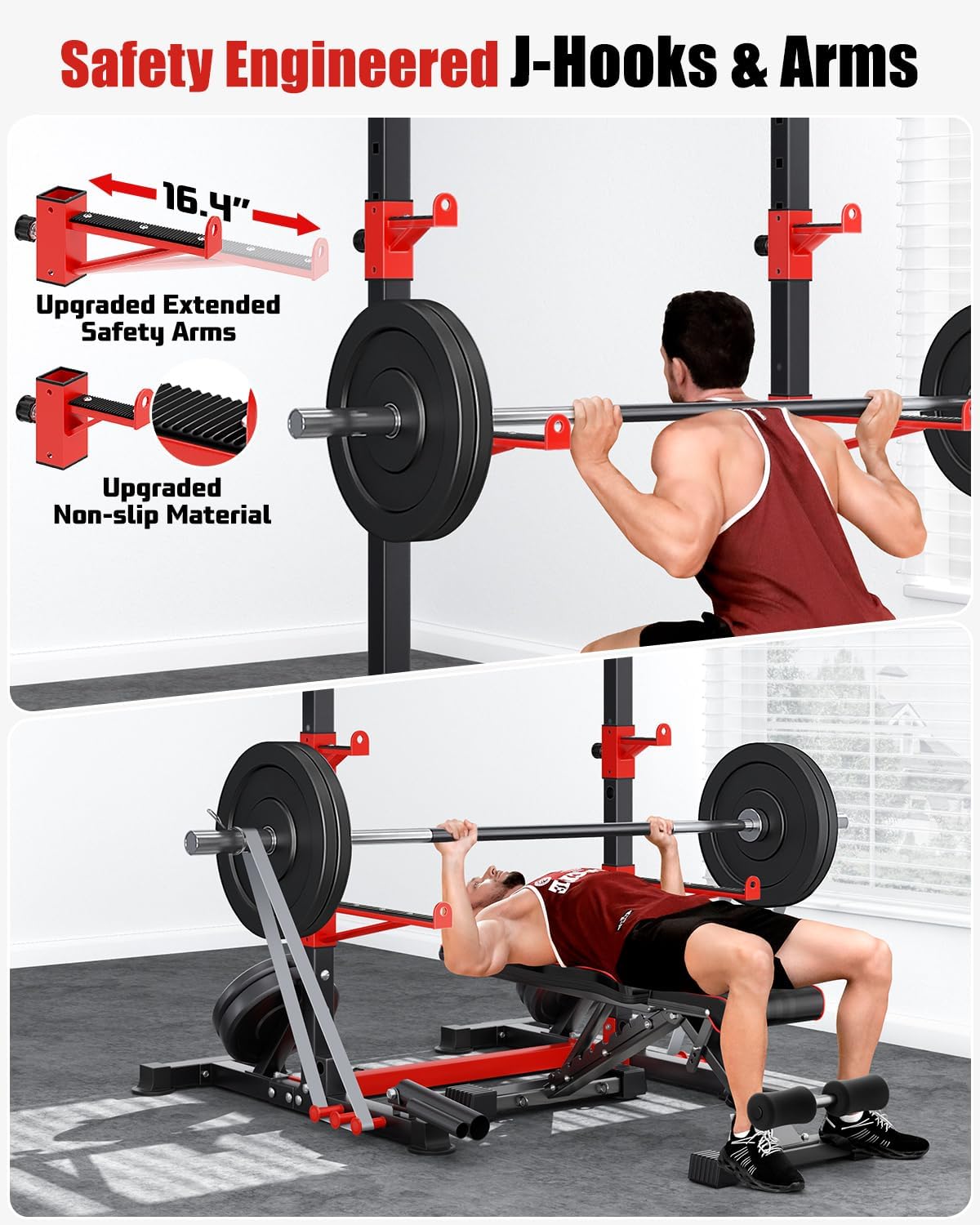 YOLEO Smith Machine & Squat Rack Combo, Multi-Function Power Cage