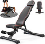 YOLEO Adjustable Weight Bench with Bench Press Stand, Foldable Workout Bench with Extended Head/Elbow Pad(for Users up to 7')