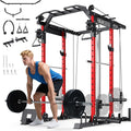 YOLEO Smooth Pulley System Power Cage, Adjustable Cable Crossover Power Rack, Multi-Functional Cable Machine for Home Gym