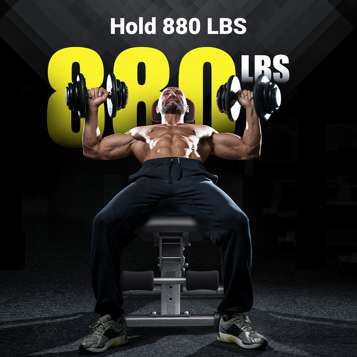 YOLEO Adjustable Weight Bench with Bench Press Stand, Foldable Workout Bench with Extended Head/Elbow Pad(for Users up to 7')