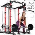 YOLEO Smooth Pulley System Power Cage, Adjustable Cable Crossover Power Rack, Multi-Functional Cable Machine for Home Gym