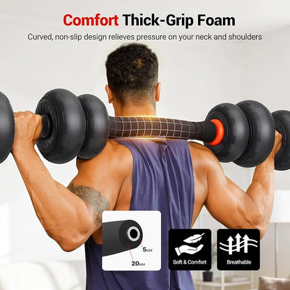 YOLEO Adjustable Dumbbell Set, Free Weight Set with Silent Anti-Collision Air Cushion with Connector, 5-in-1 Dumbbells Set 4-20KG Includes Barbell, Kettlebells, Push up Stand Men/Women Upgraded 2.0