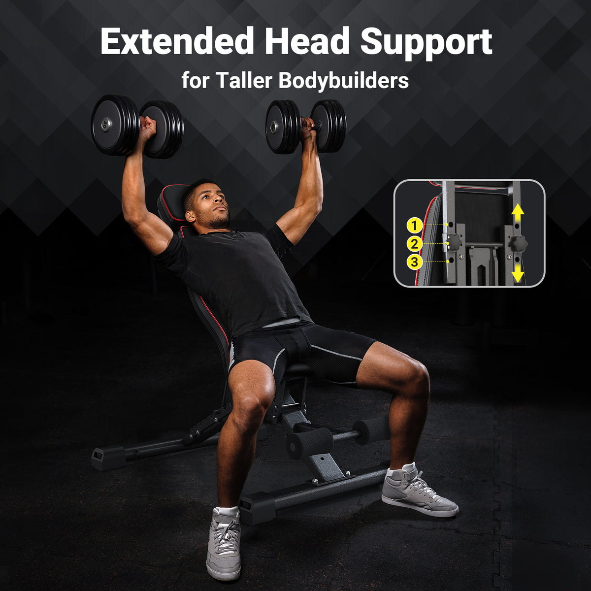 YOLEO Adjustable Weight Bench with Bench Press Stand, Foldable Workout Bench with Extended Head/Elbow Pad(for Users up to 7')
