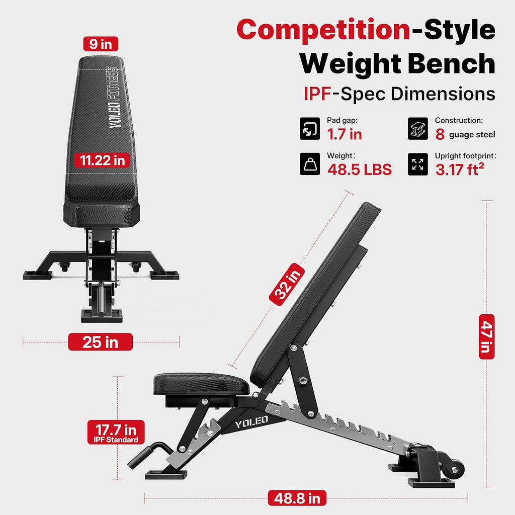 YOLEO Commercial Weight Bench, 2315LB ASTM Certified