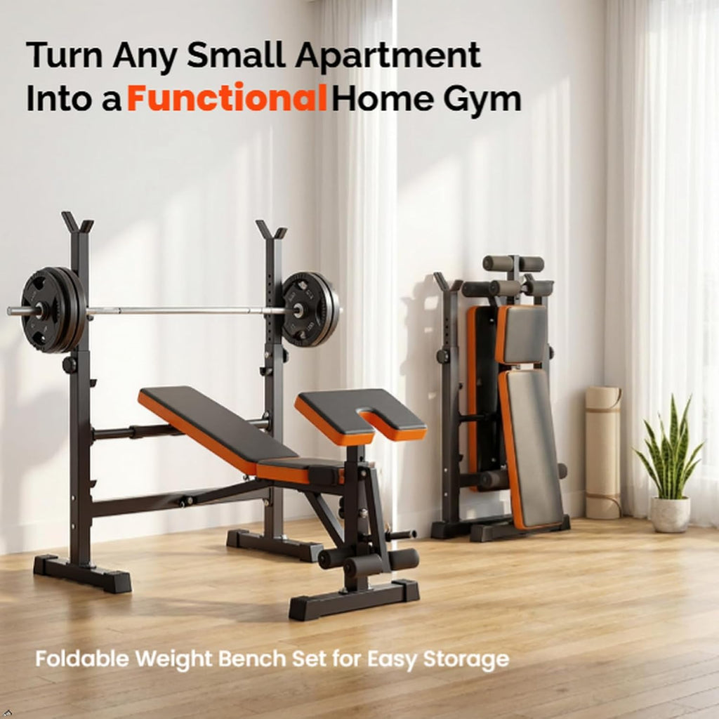 YOLEO Olympic Weight Bench Set, Heavy Duty Bench Press Rack for Home Gym