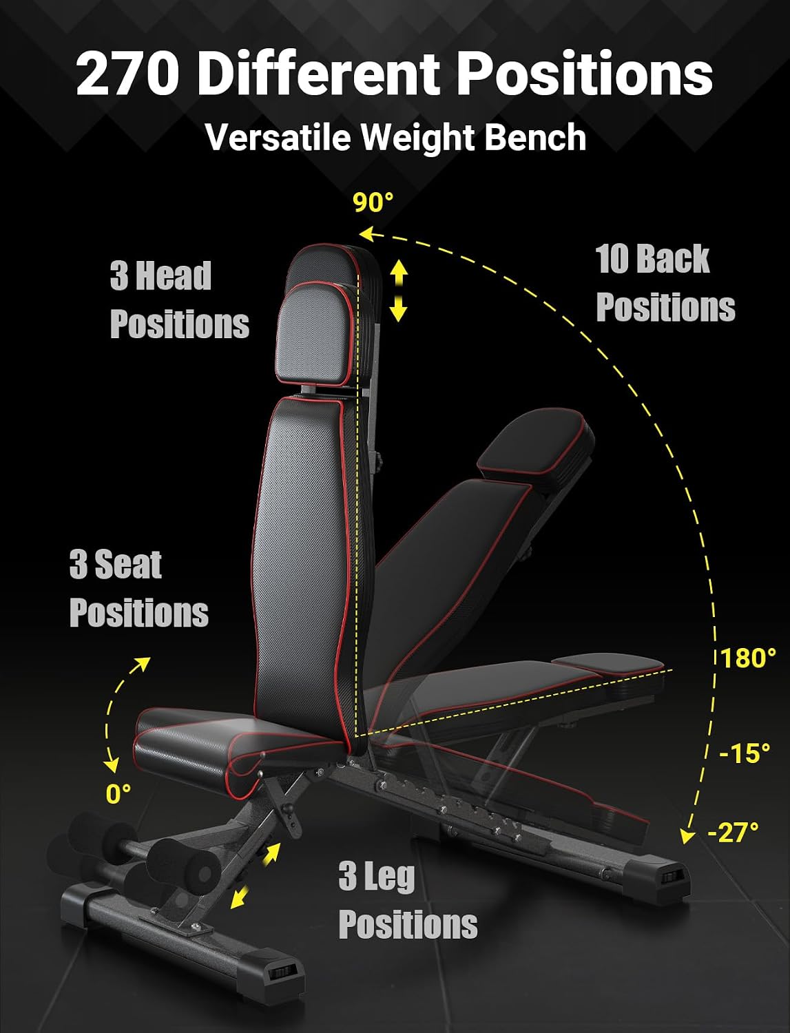 YOLEO Adjustable Weight Bench with Bench Press Stand, Foldable Workout Bench with Extended Head/Elbow Pad(for Users up to 7')