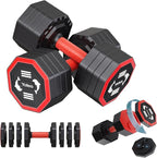 Yoleo Adjustable Dumbbell Set, Weights Dumbbells Set at Home Workout Equipment, 4 in 1 Each Premium Tai Chi-Style Rotary Mounting Adjustable 10/15/20/25 lb dumbbells, with TPU Soft Rubber Handle Suitable Men/Women Updated 2.0💫
