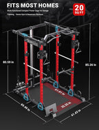 YOLEO Smooth Pulley System Power Cage, Adjustable Cable Crossover Power Rack, Multi-Functional Cable Machine for Home Gym