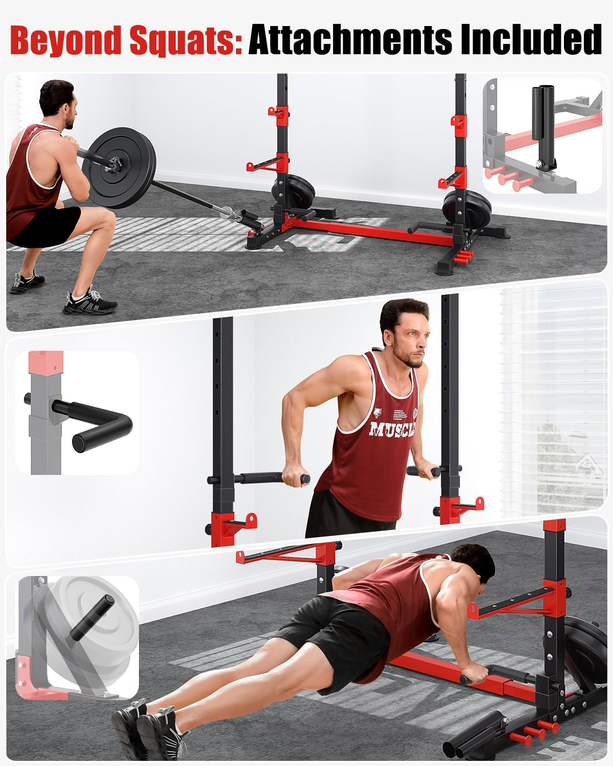 YOLEO Smith Machine & Squat Rack Combo, Multi-Function Power Cage