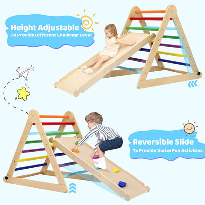 YOLEO 7 in 1 Large Pikler Wooden Montessori Climbing Triangle Set with Various Combinations