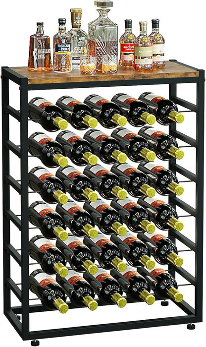 YOLEO Wine Rack Free Standing 6-Tier 30 Bottles Wine Holder Display Storage Shelves
