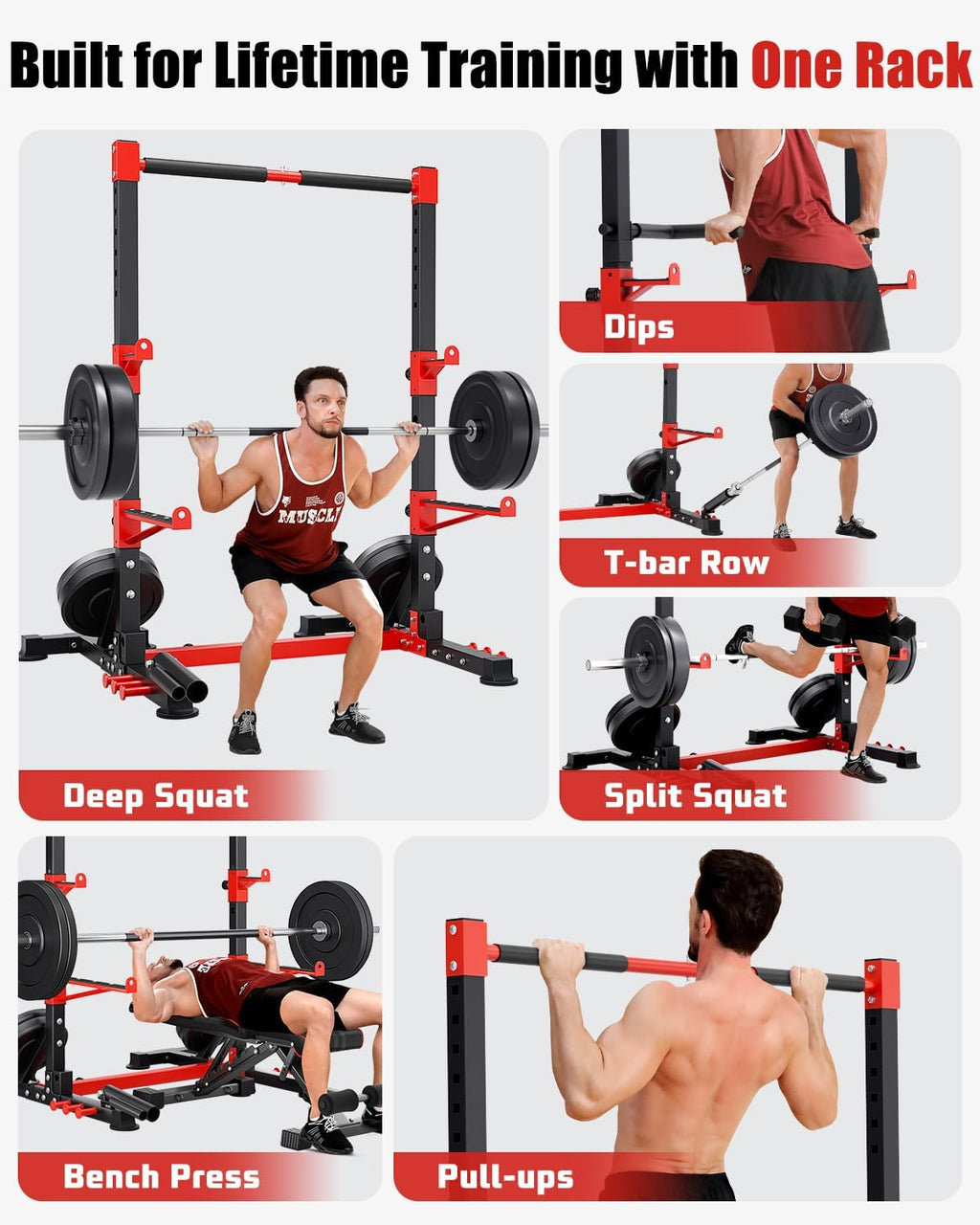 YOLEO Smith Machine & Squat Rack Combo, Multi-Function Power Cage