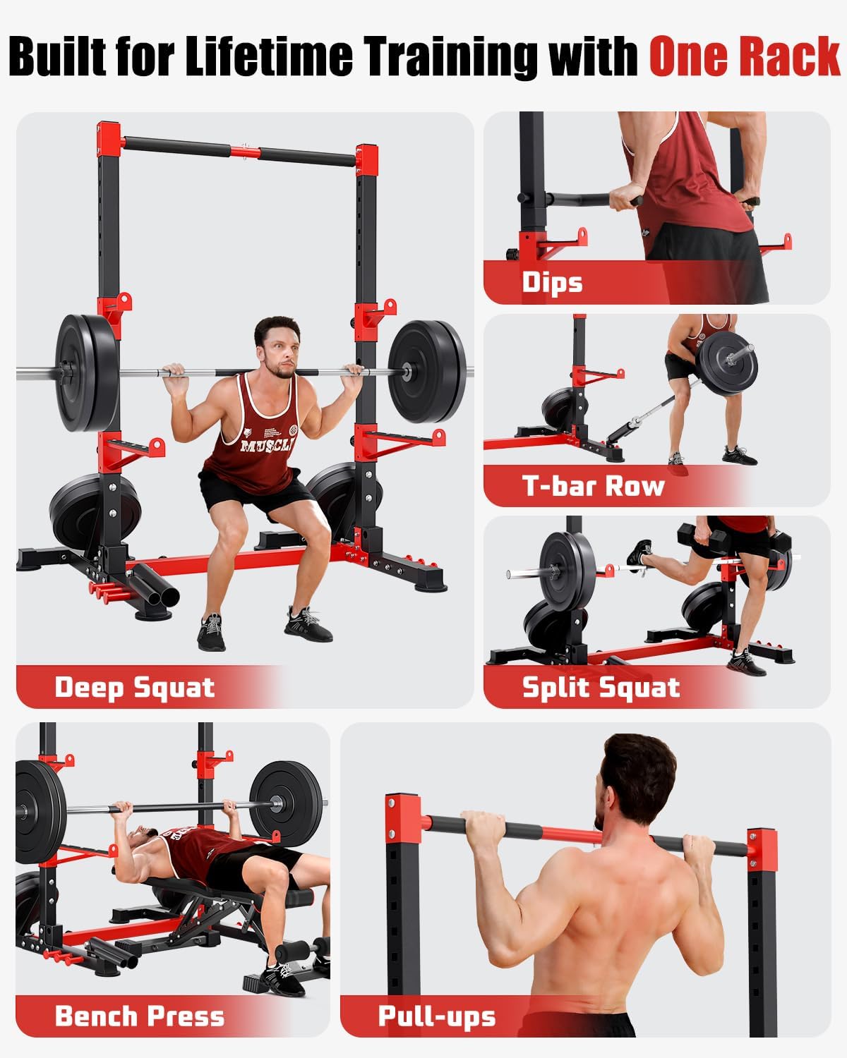 YOLEO Smith Machine & Squat Rack Combo, Multi-Function Power Cage
