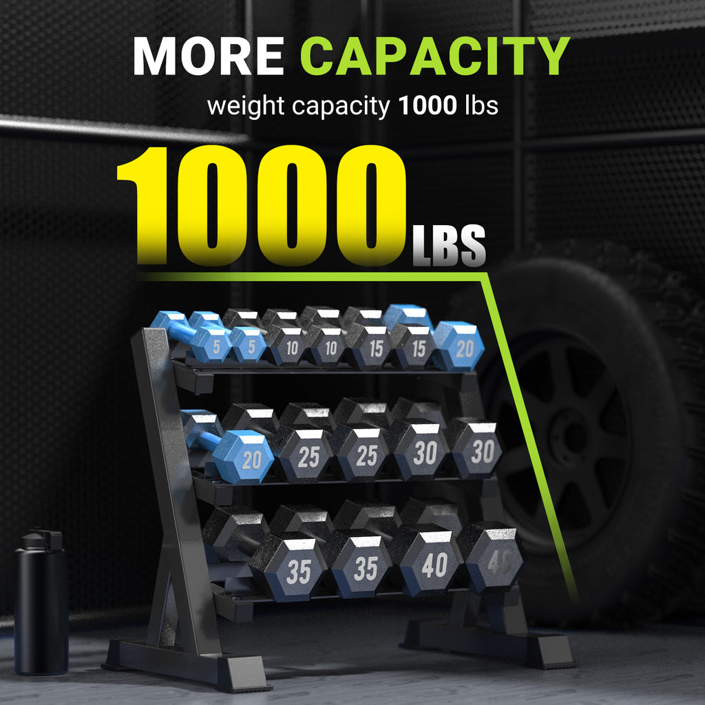 YOLEO Dumbbell Rack, Adjustable & Compact Weight Rack for Dumbbell, Kettlebell, Barbell, Heavy Duty Weight Storage Organizer, Space-Saving Dumbbell Storage Stand Holder for Home Gym - 1100LBS Capacity (Rack Only)
