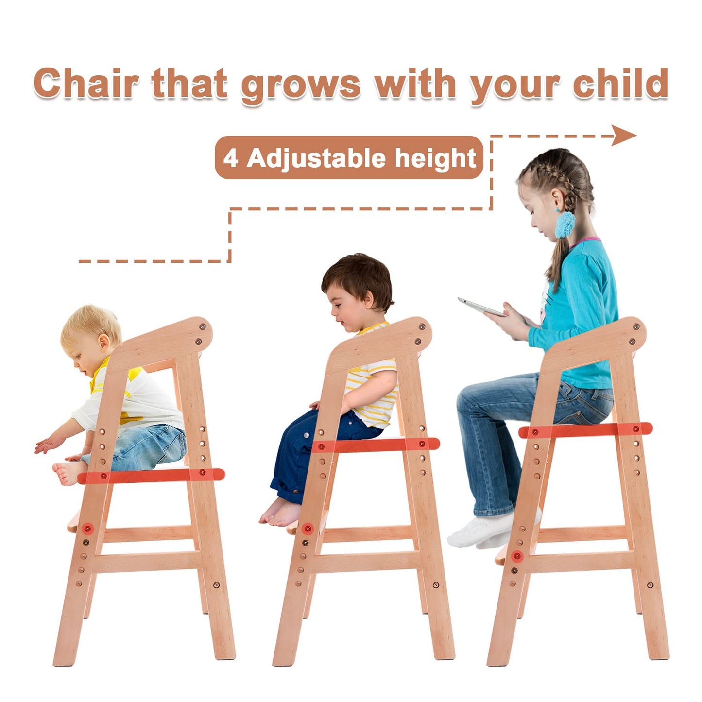 YOLEO High Chair Wooden for Toddlers Junior Childs