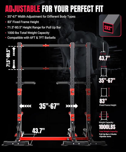 YOLEO Smith Machine & Squat Rack Combo, Multi-Function Power Cage