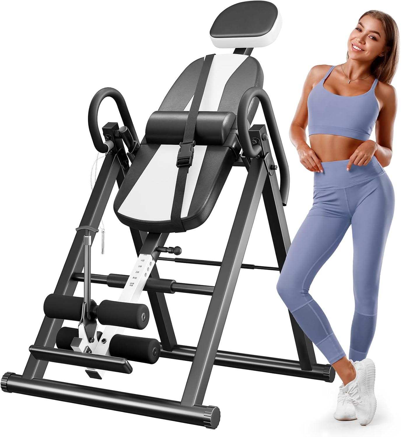 YOLEO Gravity Heavy Duty Inversion Table with Headrest & Adjustable Protective Belt Back Stretcher Machine for Pain Relief Therapy