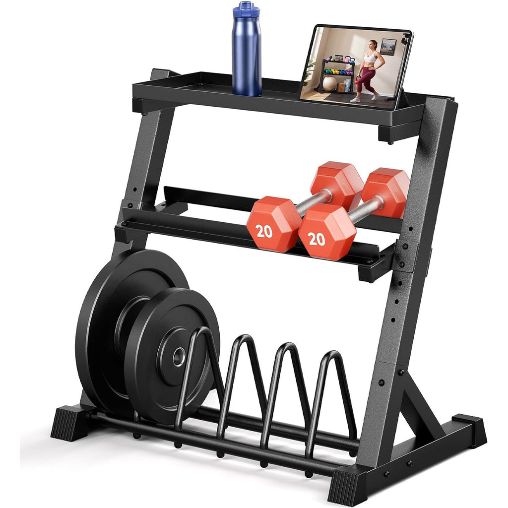 YOLEO Dumbbell Rack, Adjustable & Compact Weight Rack for Dumbbell, Kettlebell, Barbell, Heavy Duty Weight Storage Organizer, Space-Saving Dumbbell Storage Stand Holder for Home Gym - 1100LBS Capacity (Rack Only)