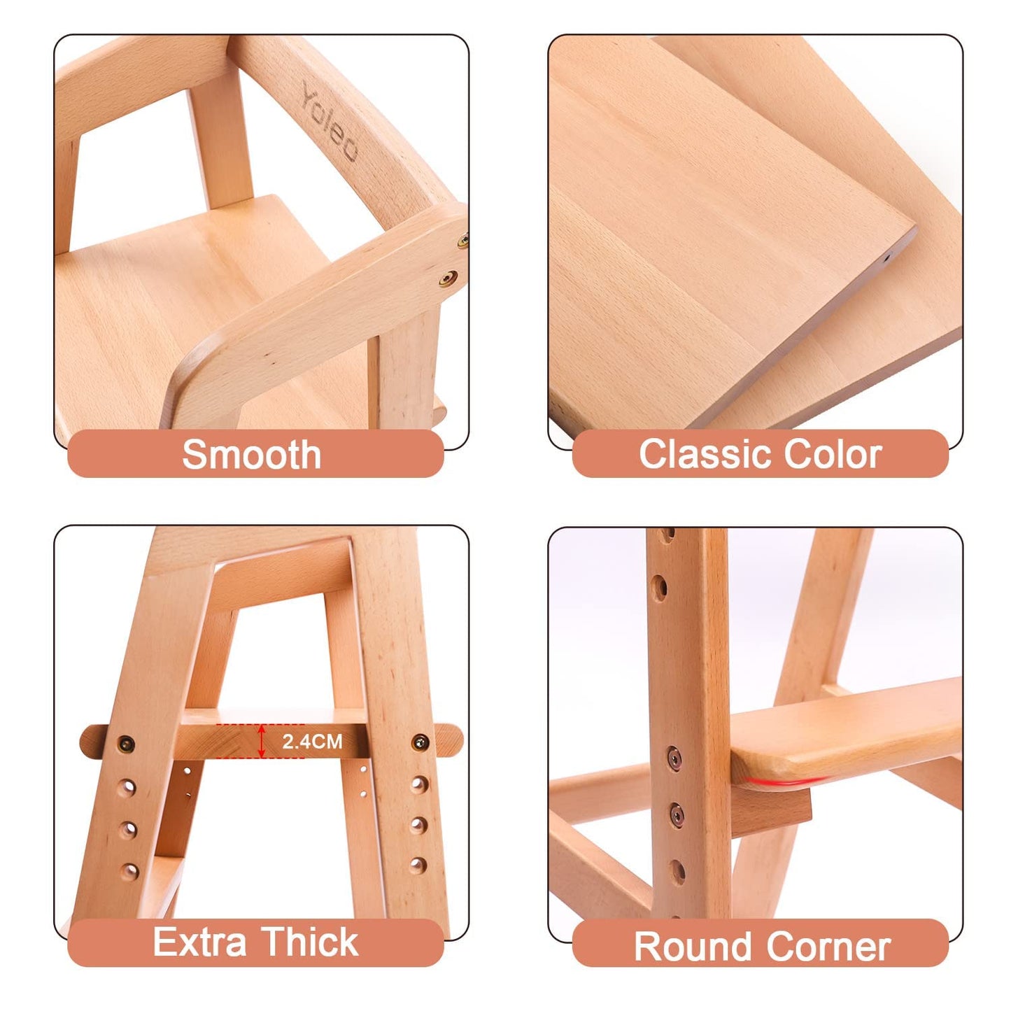 YOLEO High Chair Wooden for Toddlers Junior Childs