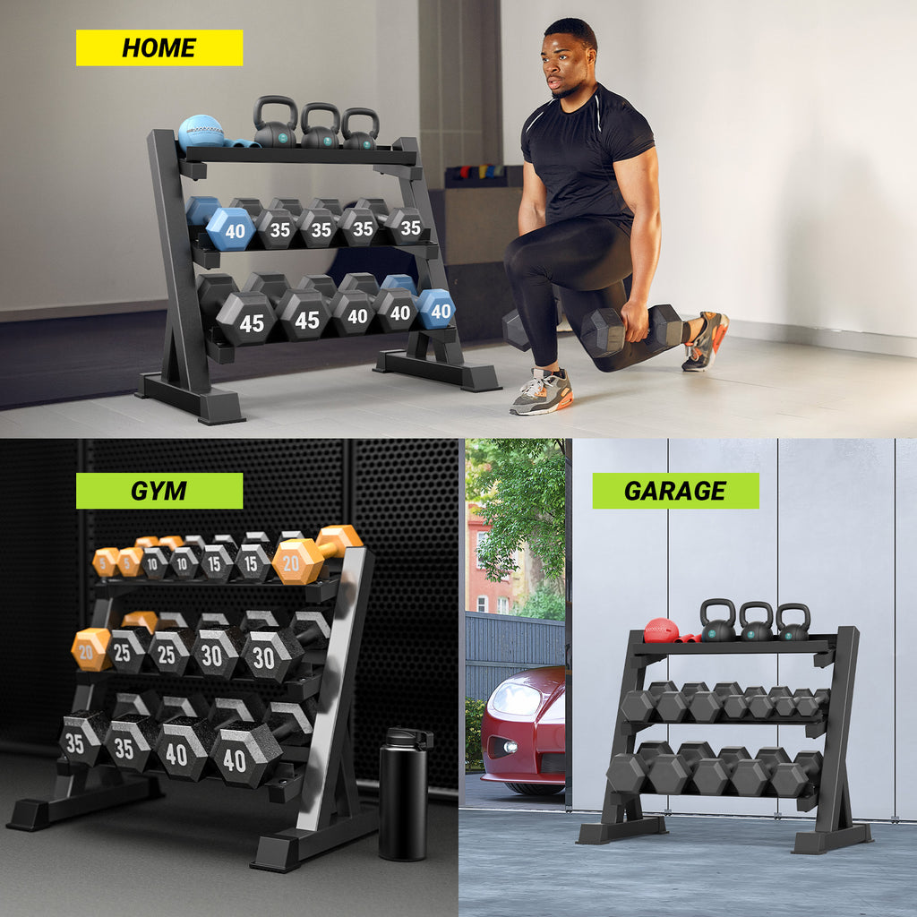 YOLEO Dumbbell Rack, Adjustable & Compact Weight Rack for Dumbbell, Kettlebell, Barbell, Heavy Duty Weight Storage Organizer, Space-Saving Dumbbell Storage Stand Holder for Home Gym - 1100LBS Capacity (Rack Only)
