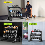 YOLEO Dumbbell Rack, Adjustable & Compact Weight Rack for Dumbbell, Kettlebell, Barbell, Heavy Duty Weight Storage Organizer, Space-Saving Dumbbell Storage Stand Holder for Home Gym - 1100LBS Capacity (Rack Only)