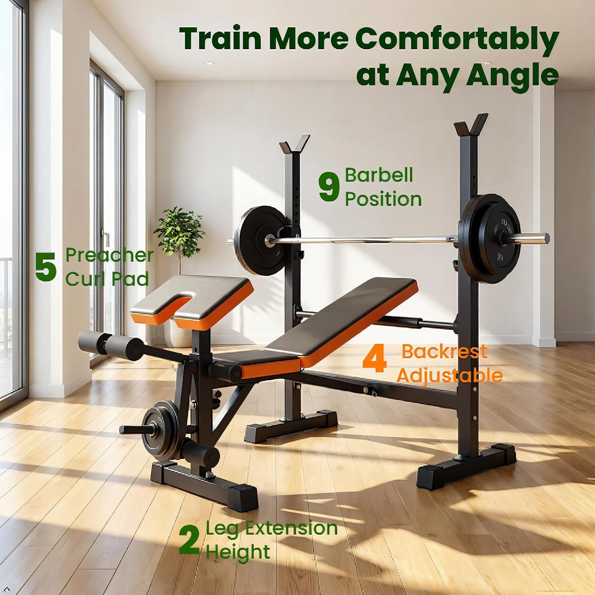 YOLEO Olympic Weight Bench Set, Heavy Duty Bench Press Rack for Home Gym