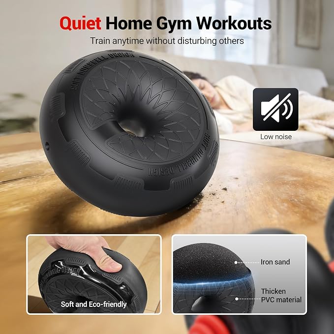 YOLEO Adjustable Dumbbell Set, Free Weight Set with Silent Anti-Collision Air Cushion with Connector, 5-in-1 Dumbbells Set 4-20KG Includes Barbell, Kettlebells, Push up Stand Men/Women Upgraded 2.0