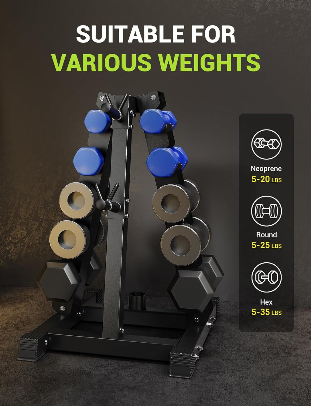 YOLEO Adjustable 3-Tier Dumbbell Rack Stand Only