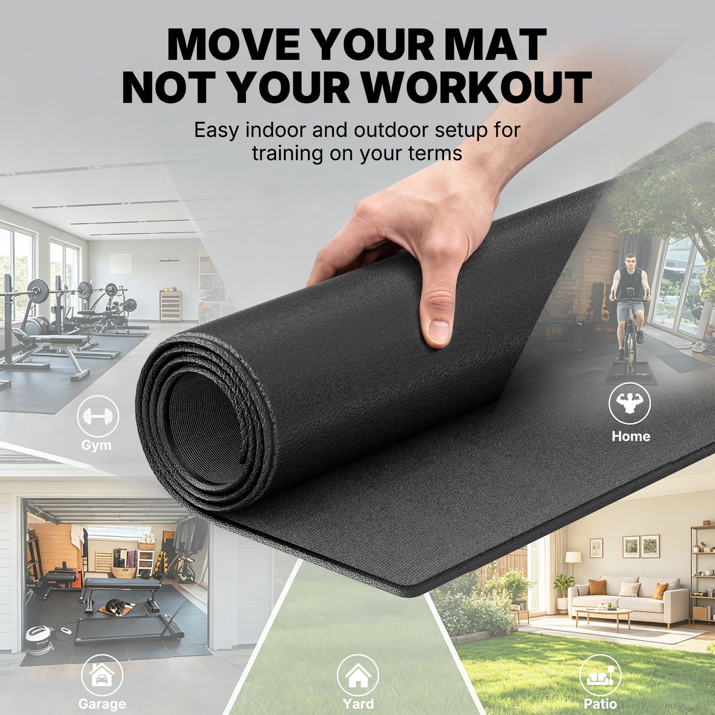 YOLEO Bike & Treadmill Mat, 78"x35" Non-Slip Exercise Bike Trainer Pad, Heavy Duty Floor & Carpet Protector Mat for Indoor Stationary Spin Bike, Rowing Machine, Elliptical & Gym Equipment