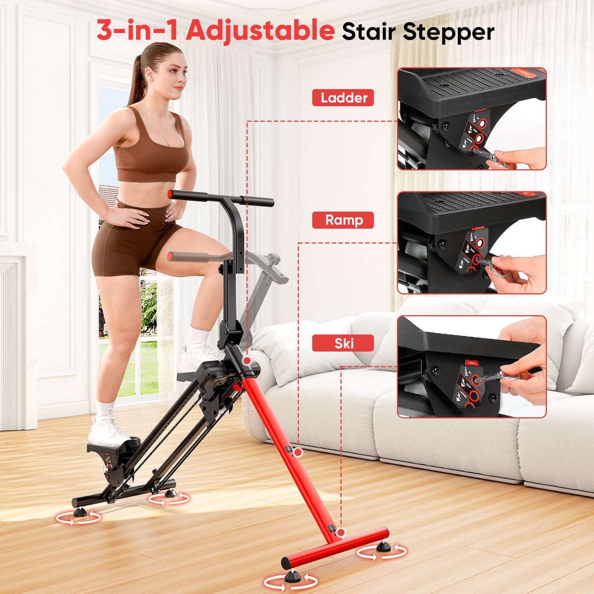 Yoleo Adjustable Stair Stepper Bungee Cords, 2 PCS ϕ0.4 Inch Thickness, Adjust from 33" to 57", Only Suitable for Yoleo Stair Climber