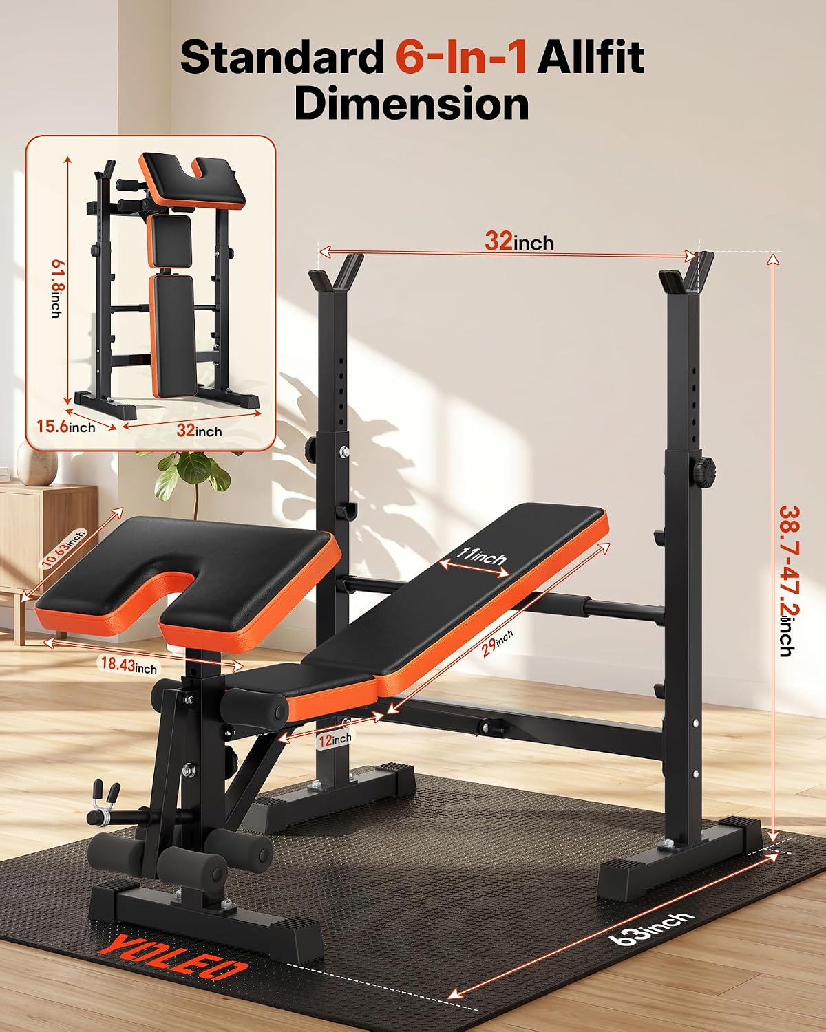 YOLEO Olympic Weight Bench Set, Heavy Duty Bench Press Rack for Home Gym