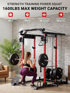 YOLEO Smooth Pulley System Power Cage, Adjustable Cable Crossover Power Rack, Multi-Functional Cable Machine for Home Gym