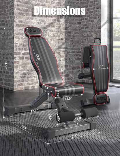 Yoleo Adjustable Weight Bench 660LB Foldable Workout Bench