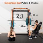 YOLEO Smith Machine & Squat Rack Combo, Multi-Function Power Cage